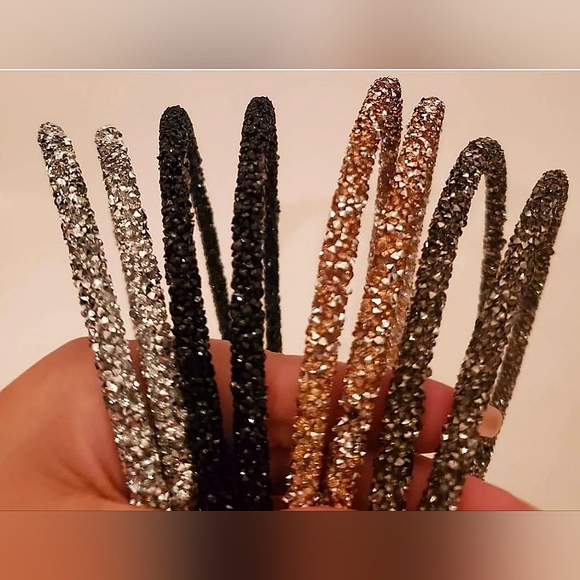 SILVER Double strand Headbands with sparkles - Picture 2 of 4